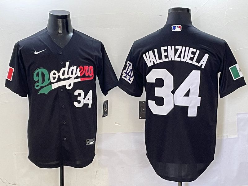 Men Los Angeles Dodgers 34 Valenzuela Black Mexico Game Nike 2025 MLB Jersey style 5